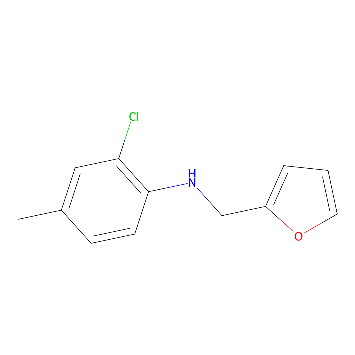 2-chloro-N-(furan-2-ylmethyl)-4-methylaniline molecular structure, CAS 1037138-41-2