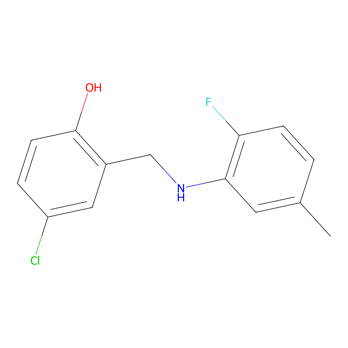 4-Chloro-2-{[(2-fluoro-5-methylphenyl)amino]methyl}phenol molecular structure, CAS 1037145-75-7