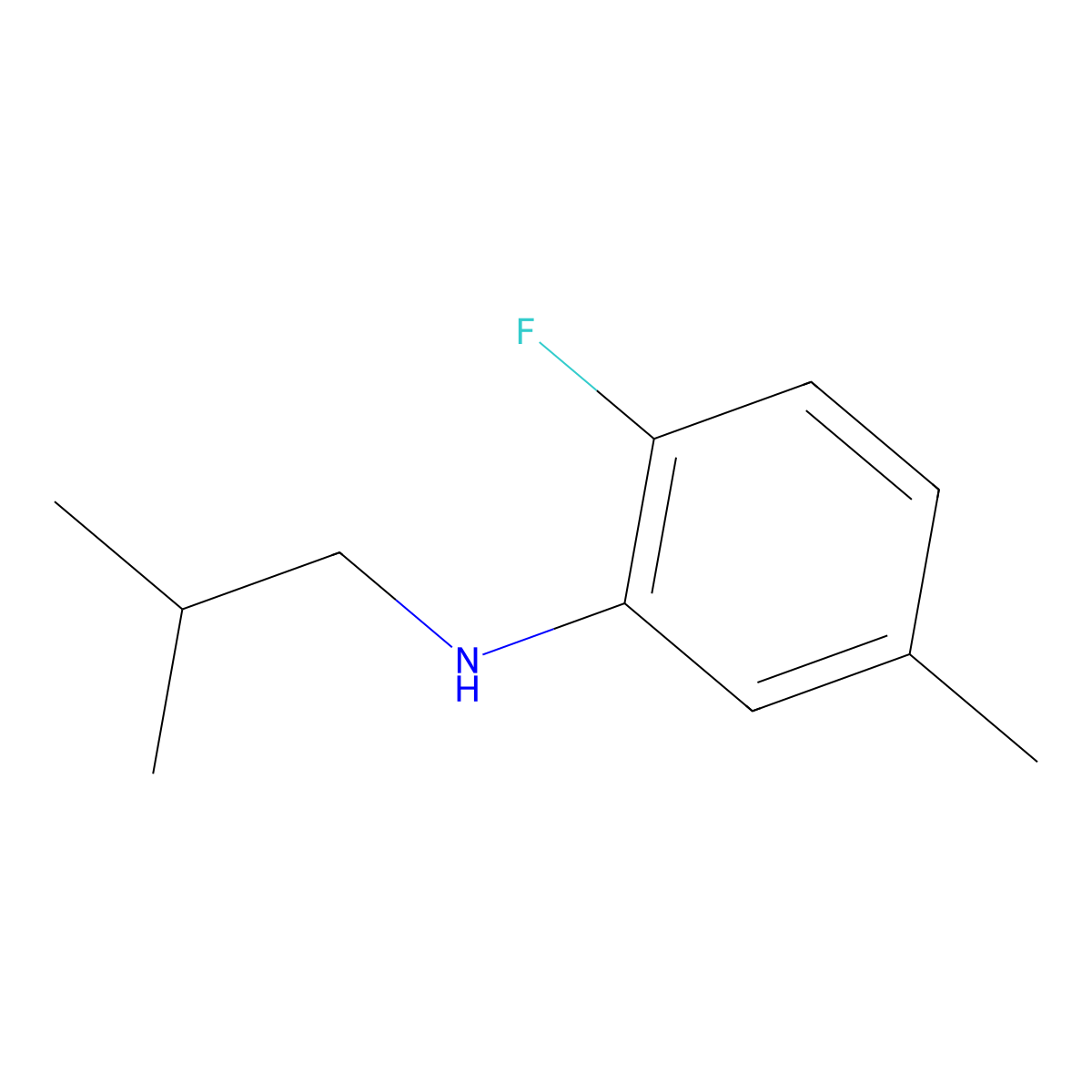 2-fluoro-5-methyl-N-(2-methylpropyl)aniline molecular structure, CAS 1037146-78-3