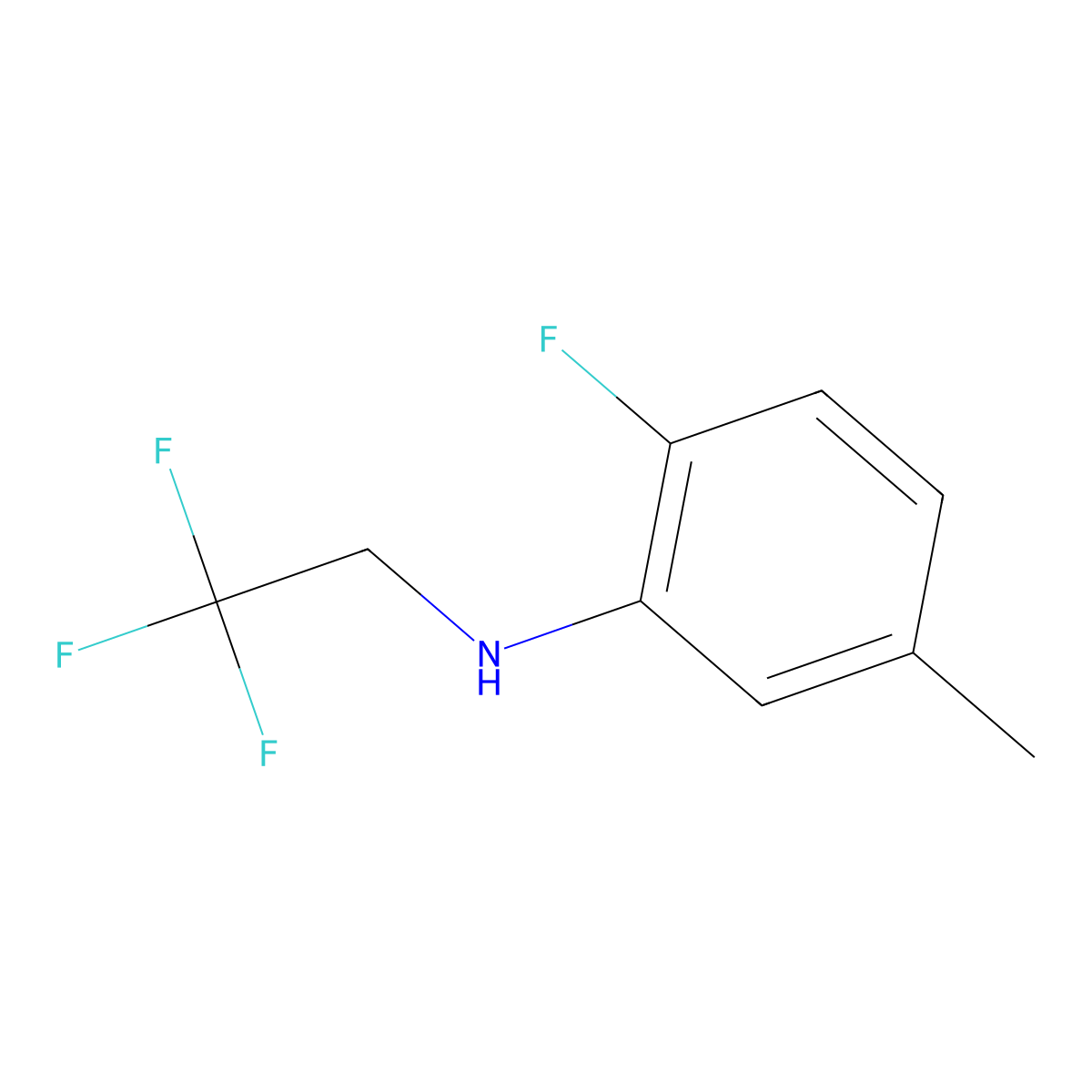 2-fluoro-5-methyl-N-(2,2,2-trifluoroethyl)aniline molecular structure, CAS 1037147-55-9