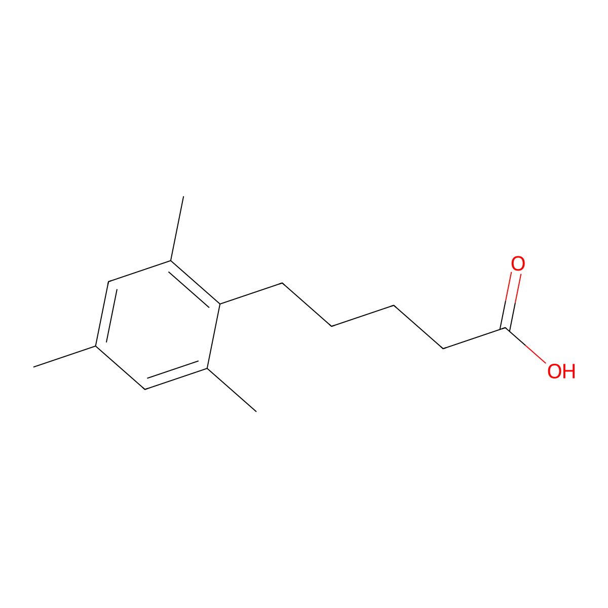 5-(2,4,6-Trimethylphenyl)pentanoic acid molecular structure, CAS 1037156-63-0