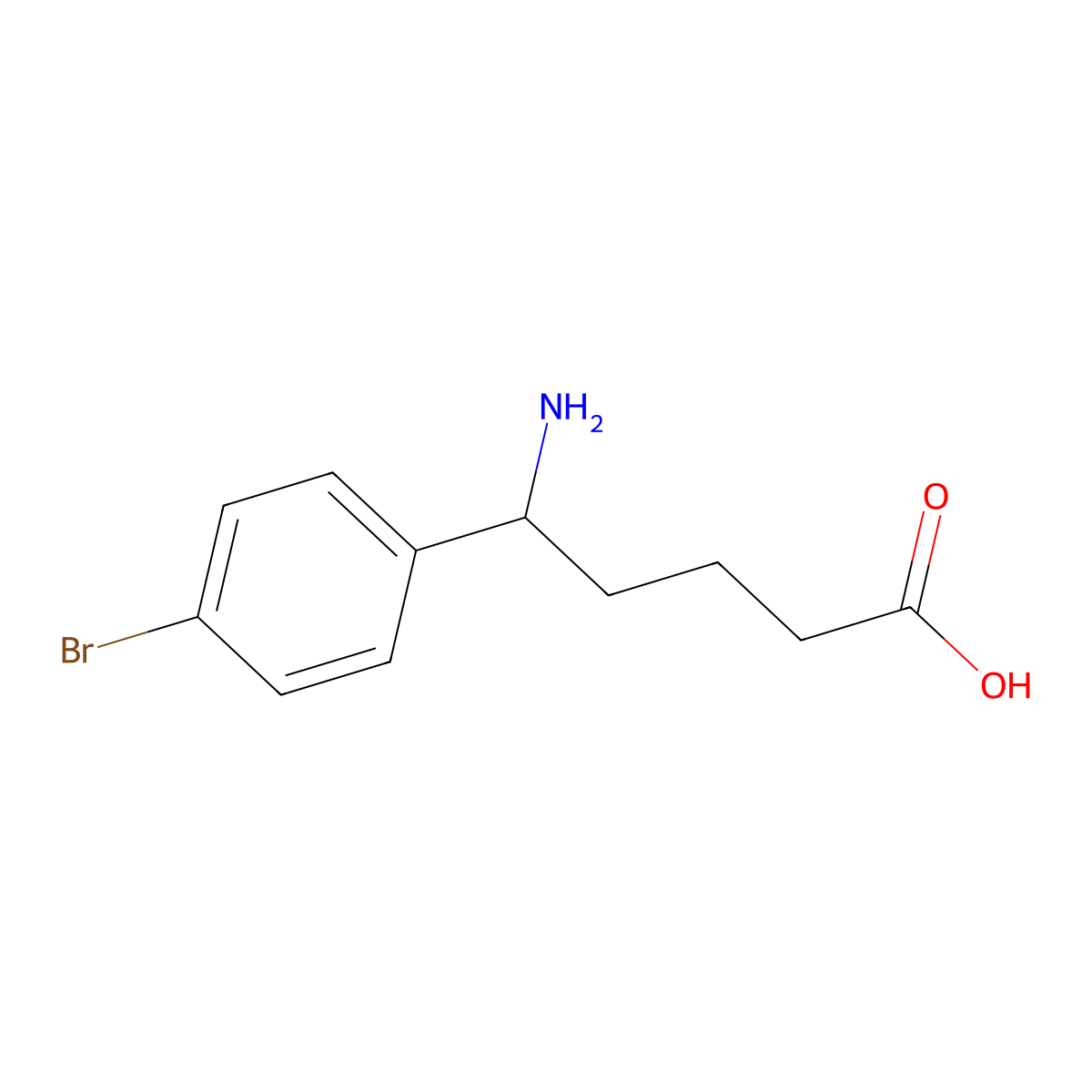 5-Amino-5-(4-bromophenyl)pentanoic acid molecular structure, CAS 1037157-24-6