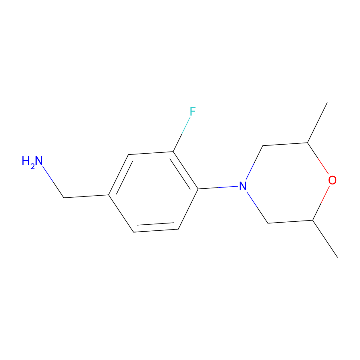 (4-(2,6-Dimethylmorpholin-4-yl)-3-fluorophenyl)methanamine molecular structure, CAS 1037161-46-8