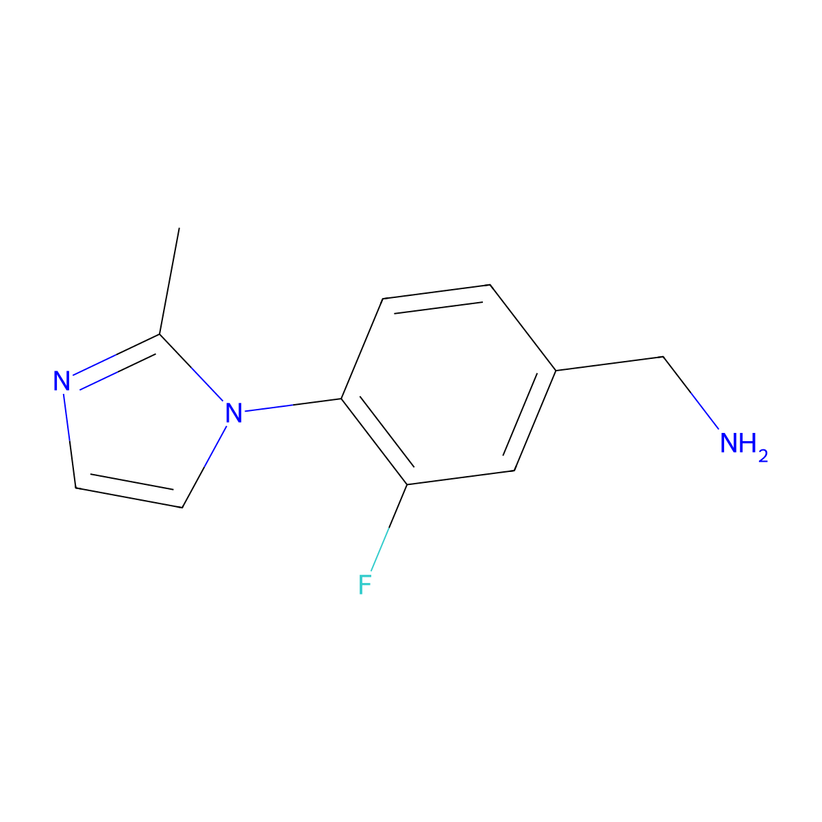 (3-fluoro-4-(2-methyl-1H-imidazol-1-yl)phenyl)methanamine molecular structure, CAS 1037163-76-0