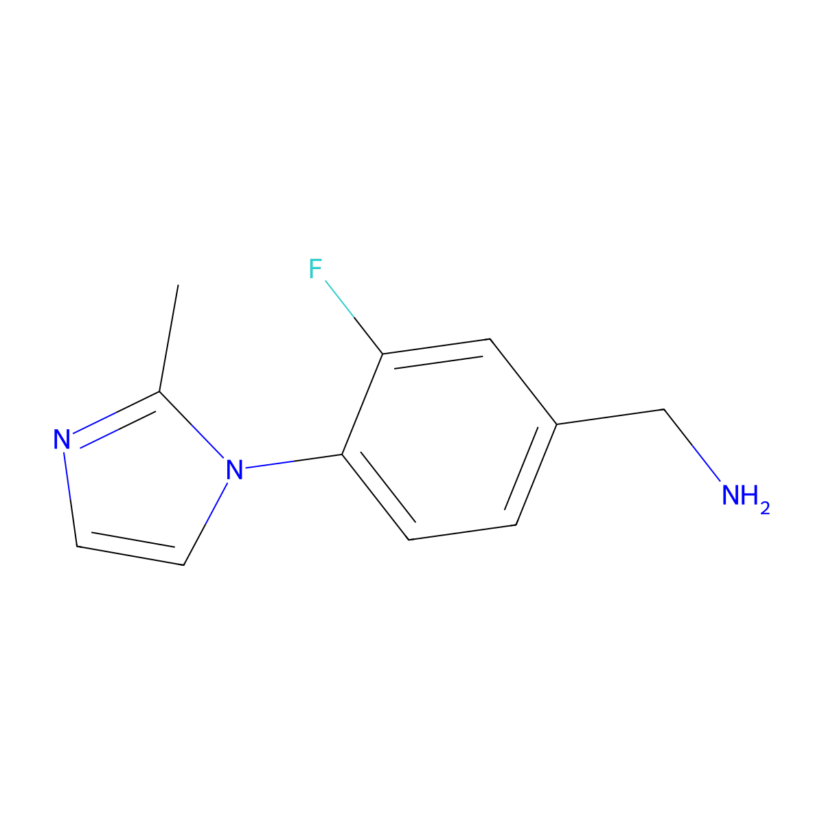 (3-fluoro-4-(2-methyl-1H-imidazol-1-yl)phenyl)methanamine molecular structure, CAS 1037163-76-0