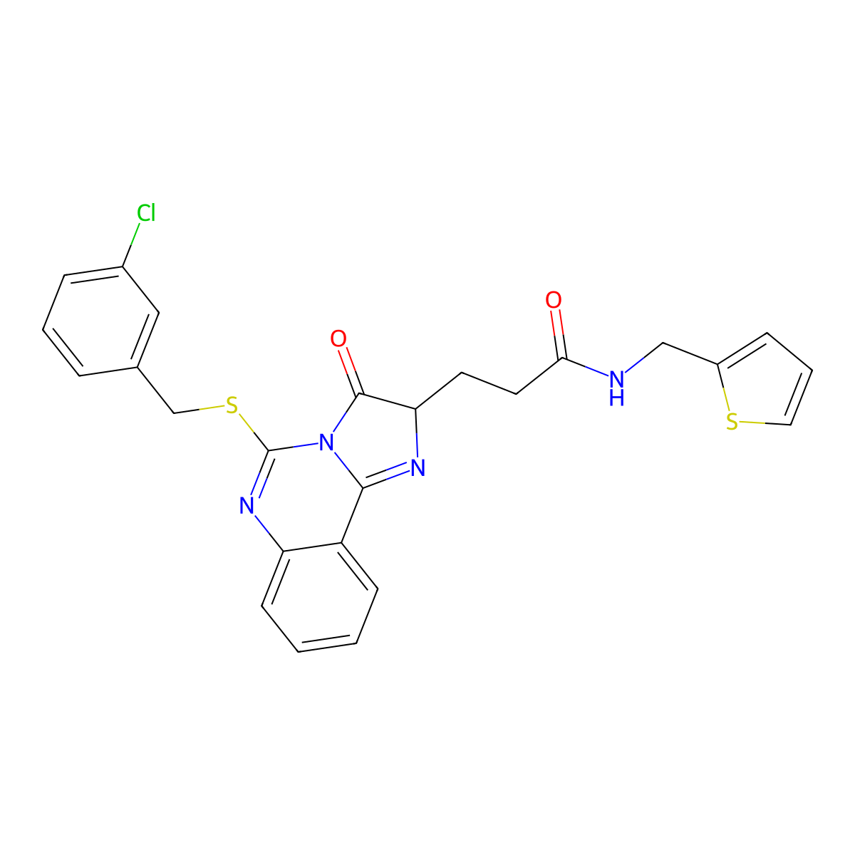 3-(5-{[(3-chlorophenyl)methyl]sulfanyl}-3-oxo-2H,3H-imidazo[1,2-c]quinazolin-2-yl)-N-[(thiophen-2-yl)methyl]propanamide molecular structure, CAS 1037167-85-3
