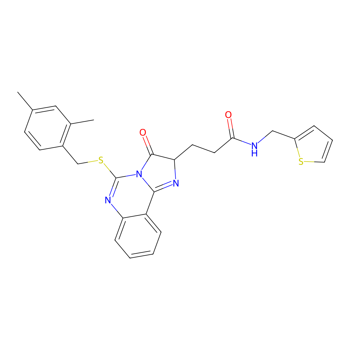 3-(5-{[(2,4-dimethylphenyl)methyl]sulfanyl}-3-oxo-2H,3H-imidazo[1,2-c]quinazolin-2-yl)-N-[(thiophen-2-yl)methyl]propanamide molecular structure, CAS 1037167-86-4