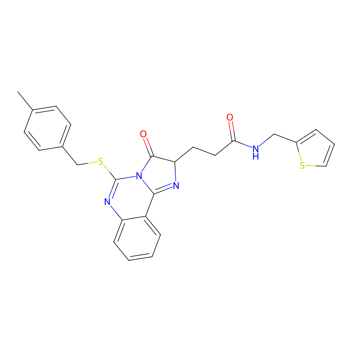3-(5-{[(4-methylphenyl)methyl]sulfanyl}-3-oxo-2H,3H-imidazo[1,2-c]quinazolin-2-yl)-N-[(thiophen-2-yl)methyl]propanamide molecular structure, CAS 1037167-87-5