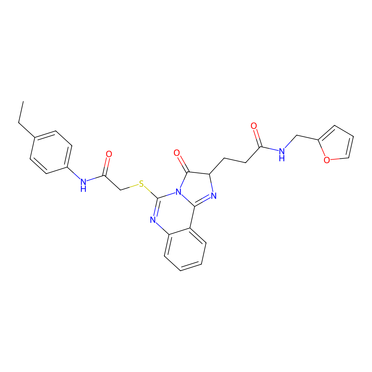 3-[5-({[(4-ethylphenyl)carbamoyl]methyl}sulfanyl)-3-oxo-2H,3H-imidazo[1,2-c]quinazolin-2-yl]-N-[(furan-2-yl)methyl]propanamide molecular structure, CAS 1037167-90-0