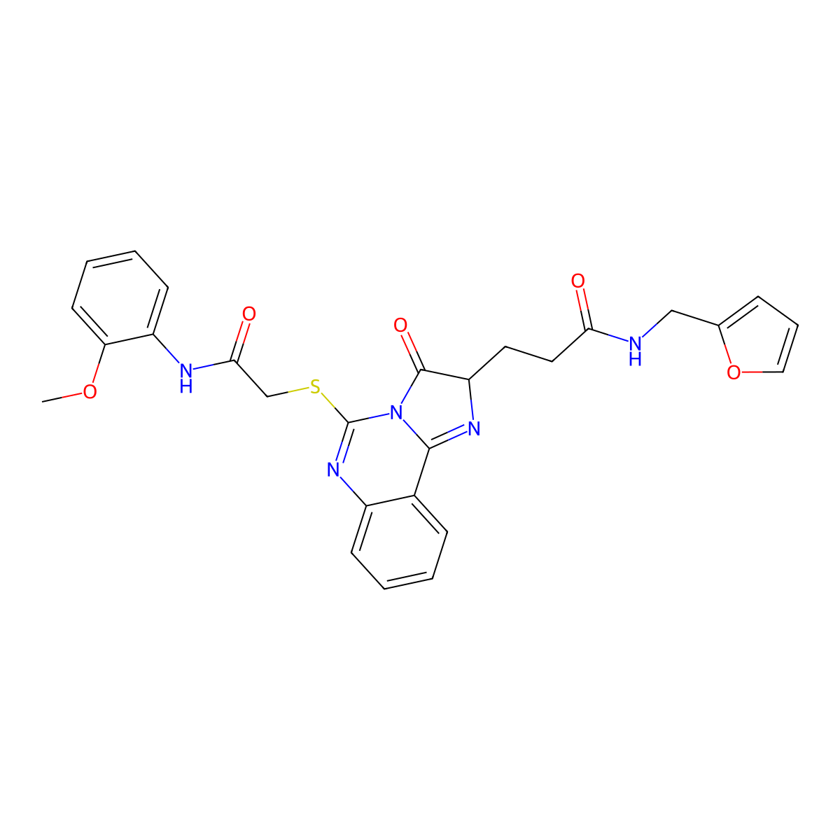 N-[(furan-2-yl)methyl]-3-[5-({[(2-methoxyphenyl)carbamoyl]methyl}sulfanyl)-3-oxo-2H,3H-imidazo[1,2-c]quinazolin-2-yl]propanamide molecular structure, CAS 1037167-91-1