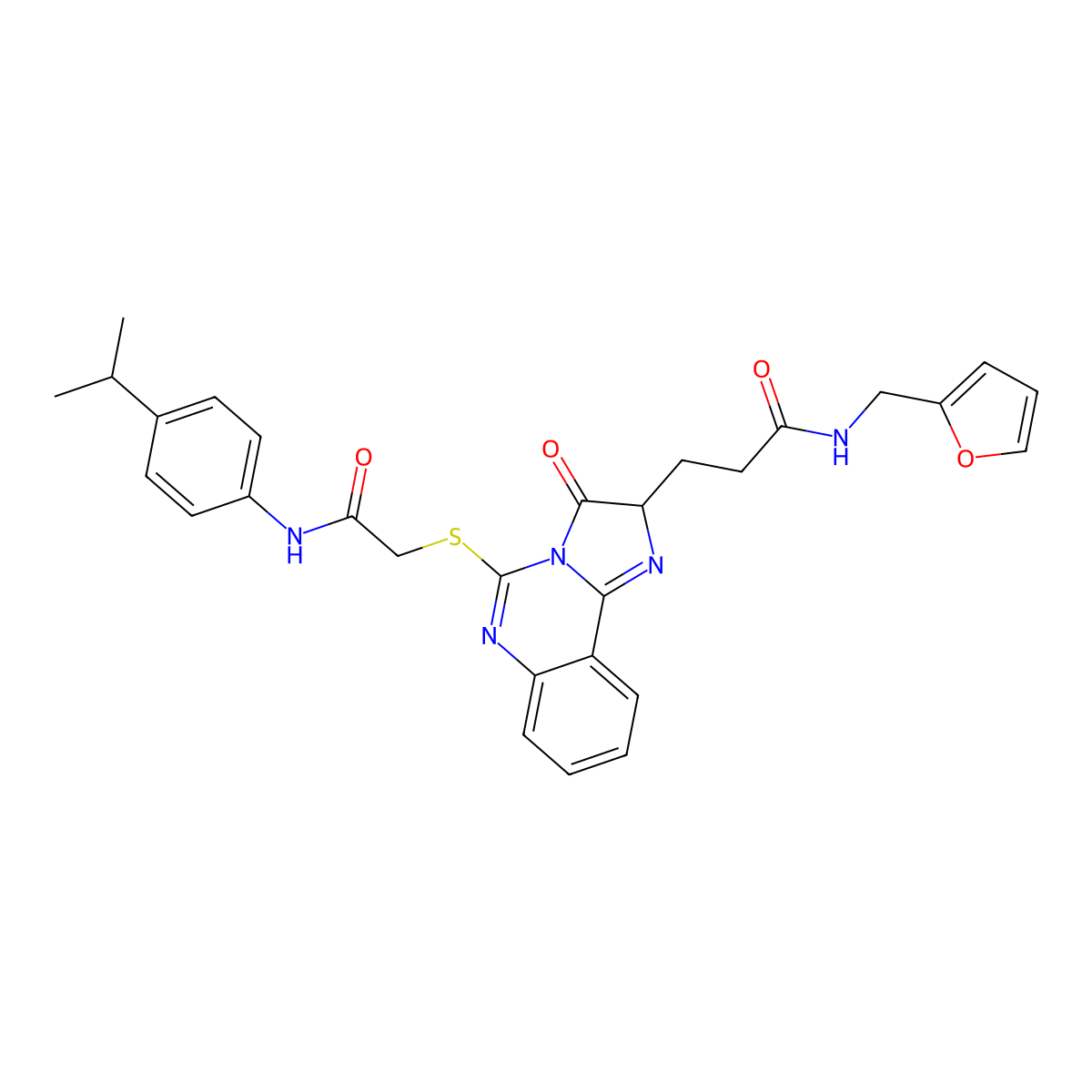 N-[(furan-2-yl)methyl]-3-{3-oxo-5-[({[4-(propan-2-yl)phenyl]carbamoyl}methyl)sulfanyl]-2H,3H-imidazo[1,2-c]quinazolin-2-yl}propanamide molecular structure, CAS 1037168-19-6