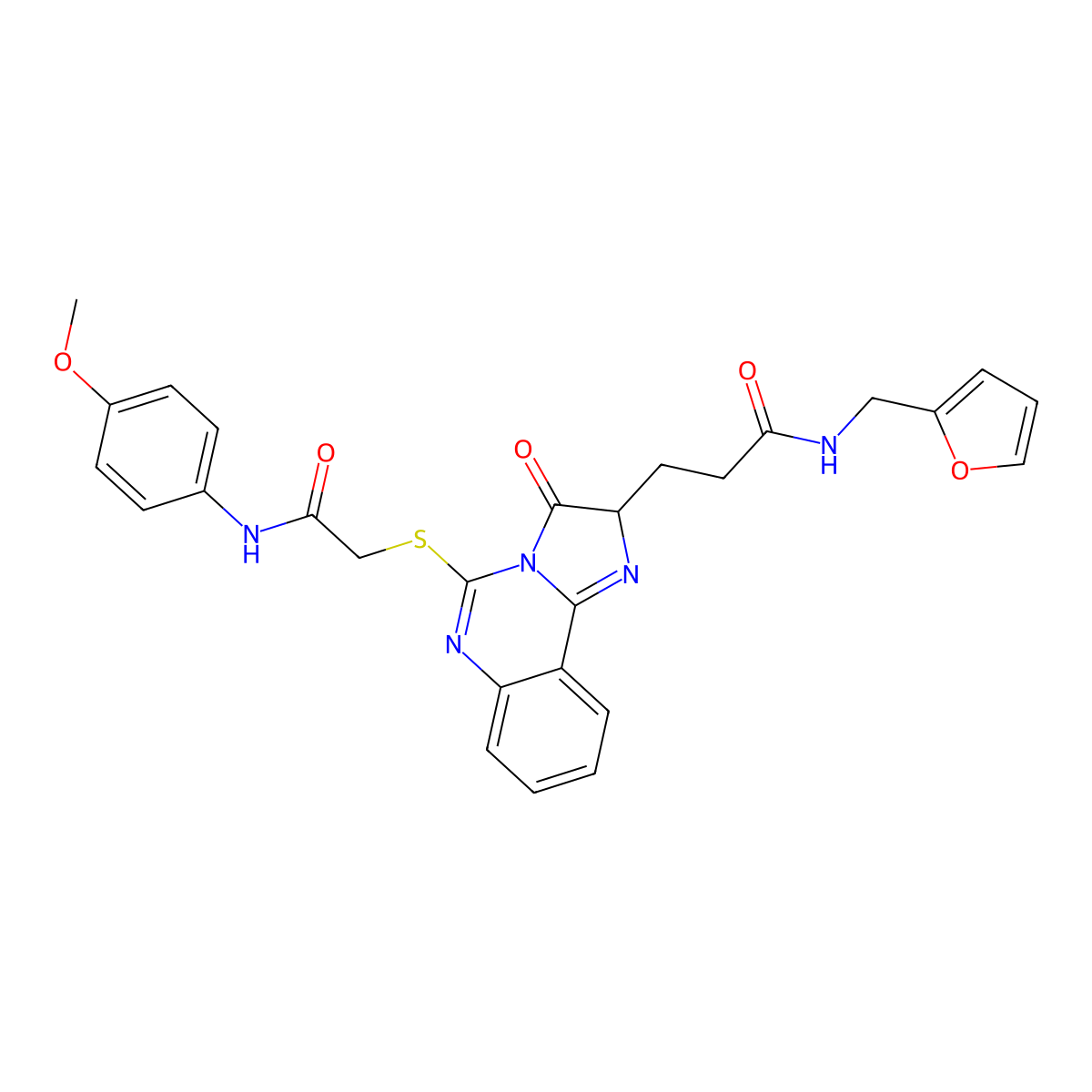 N-[(furan-2-yl)methyl]-3-[5-({[(4-methoxyphenyl)carbamoyl]methyl}sulfanyl)-3-oxo-2H,3H-imidazo[1,2-c]quinazolin-2-yl]propanamide molecular structure, CAS 1037168-20-9