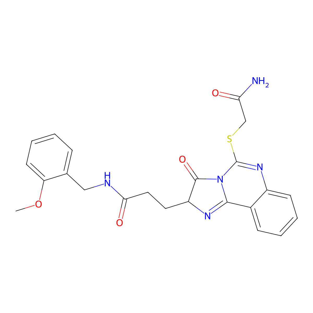 3-{5-[(carbamoylmethyl)sulfanyl]-3-oxo-2H,3H-imidazo[1,2-c]quinazolin-2-yl}-N-[(2-methoxyphenyl)methyl]propanamide molecular structure, CAS 1037168-42-5