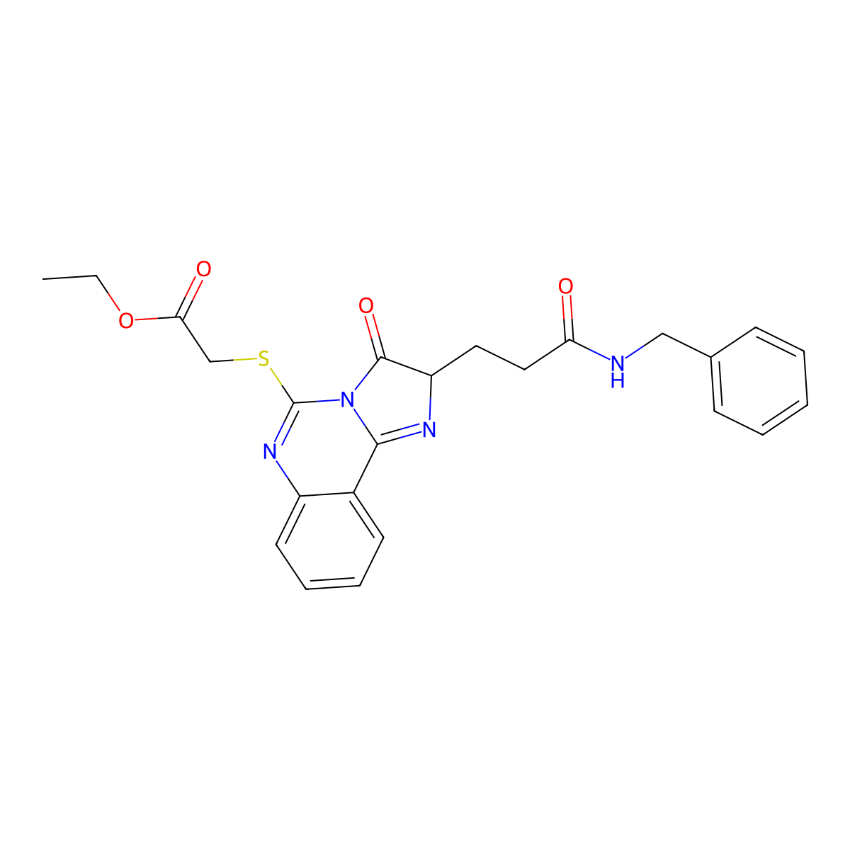 ethyl 2-({2-[2-(benzylcarbamoyl)ethyl]-3-oxo-2H,3H-imidazo[1,2-c]quinazolin-5-yl}sulfanyl)acetate molecular structure, CAS 1037168-55-0