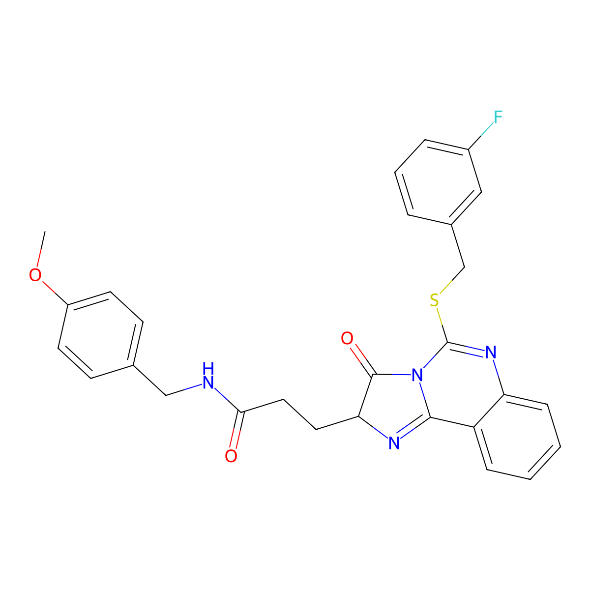 3-(5-{[(3-fluorophenyl)methyl]sulfanyl}-3-oxo-2H,3H-imidazo[1,2-c]quinazolin-2-yl)-N-[(4-methoxyphenyl)methyl]propanamide molecular structure, CAS 1037168-59-4
