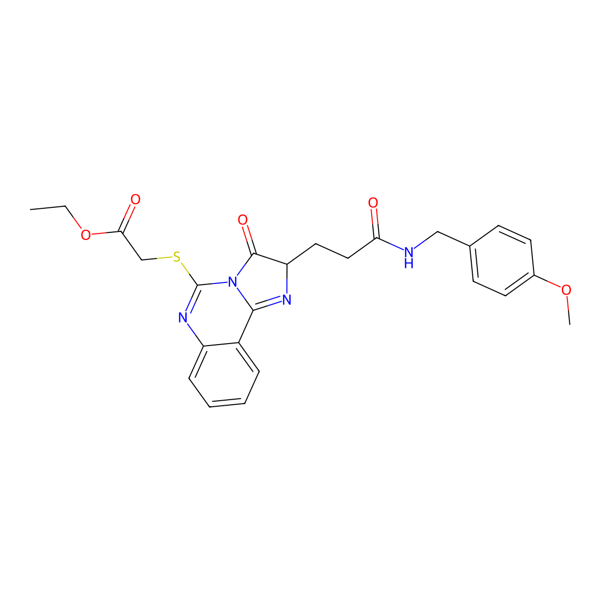 ethyl 2-{[2-(2-{[(4-methoxyphenyl)methyl]carbamoyl}ethyl)-3-oxo-2H,3H-imidazo[1,2-c]quinazolin-5-yl]sulfanyl}acetate molecular structure, CAS 1037168-60-7