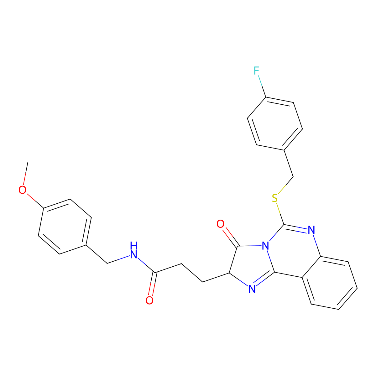3-(5-{[(4-fluorophenyl)methyl]sulfanyl}-3-oxo-2H,3H-imidazo[1,2-c]quinazolin-2-yl)-N-[(4-methoxyphenyl)methyl]propanamide molecular structure, CAS 1037168-61-8