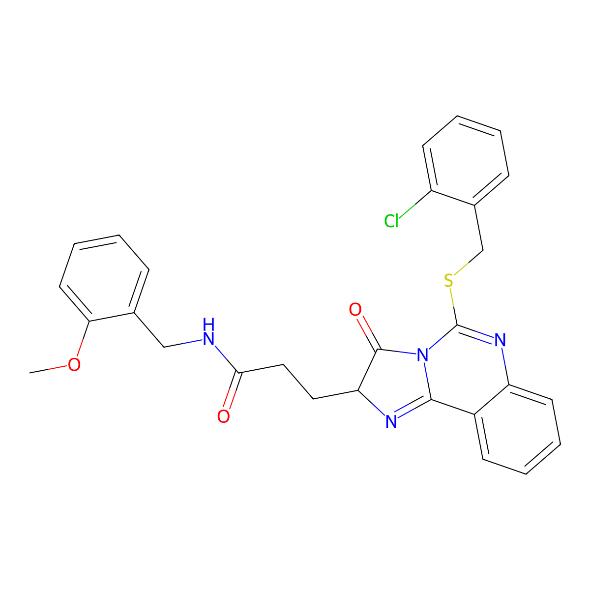 3-(5-{[(2-chlorophenyl)methyl]sulfanyl}-3-oxo-2H,3H-imidazo[1,2-c]quinazolin-2-yl)-N-[(2-methoxyphenyl)methyl]propanamide molecular structure, CAS 1037168-63-0