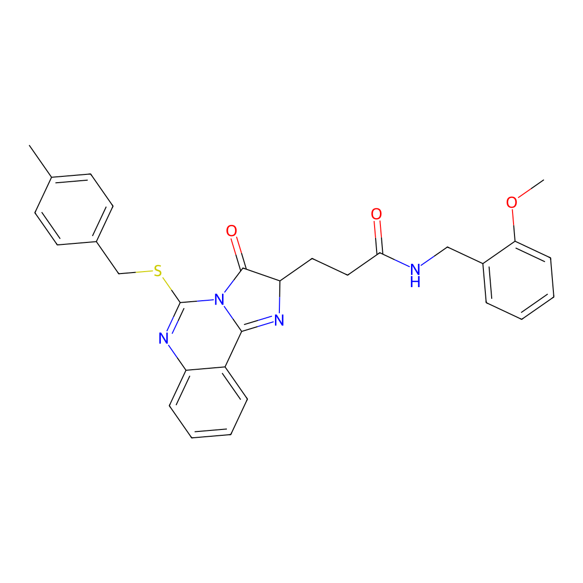 N-[(2-methoxyphenyl)methyl]-3-(5-{[(4-methylphenyl)methyl]sulfanyl}-3-oxo-2H,3H-imidazo[1,2-c]quinazolin-2-yl)propanamide molecular structure, CAS 1037168-66-3