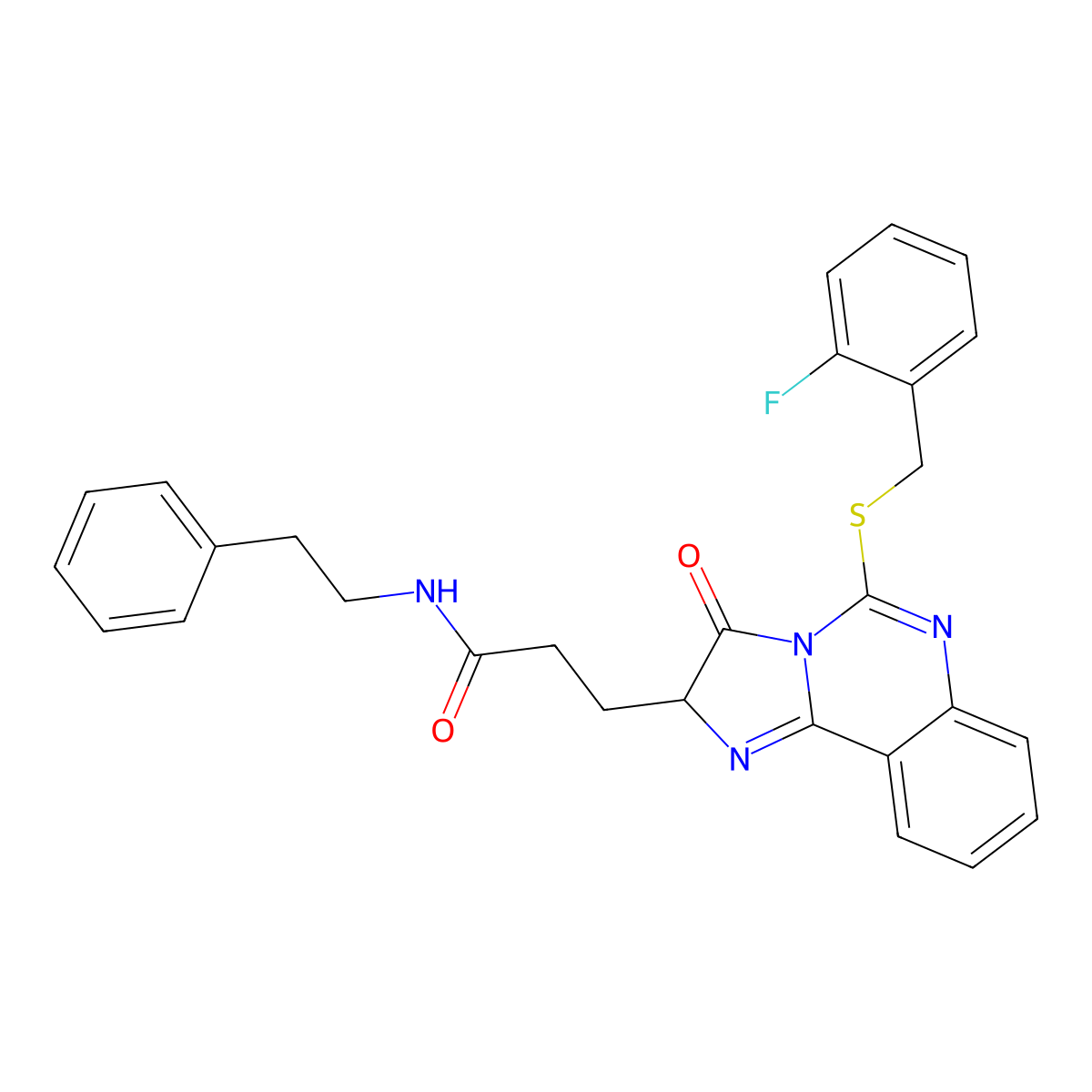 3-(5-{[(2-fluorophenyl)methyl]sulfanyl}-3-oxo-2H,3H-imidazo[1,2-c]quinazolin-2-yl)-N-(2-phenylethyl)propanamide molecular structure, CAS 1037168-68-5