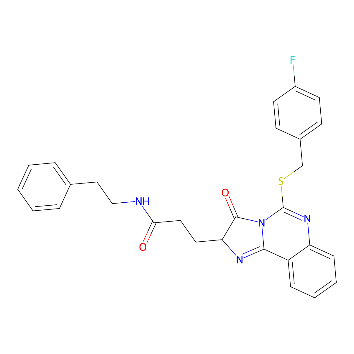 3-(5-{[(4-fluorophenyl)methyl]sulfanyl}-3-oxo-2H,3H-imidazo[1,2-c]quinazolin-2-yl)-N-(2-phenylethyl)propanamide molecular structure, CAS 1037168-69-6