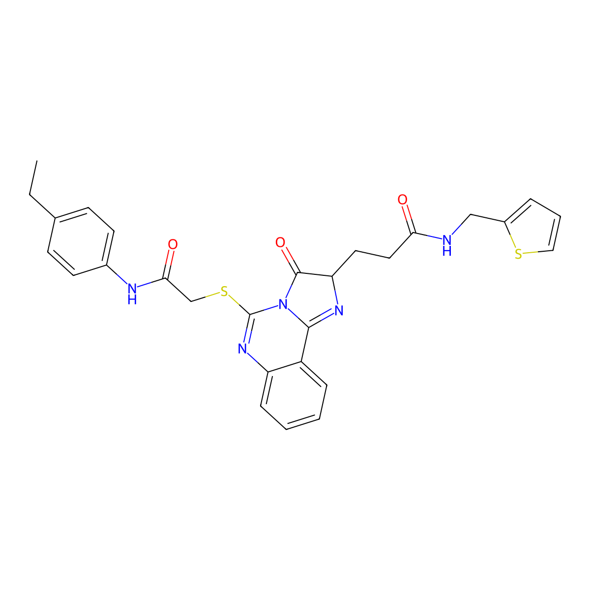3-[5-({[(4-ethylphenyl)carbamoyl]methyl}sulfanyl)-3-oxo-2H,3H-imidazo[1,2-c]quinazolin-2-yl]-N-[(thiophen-2-yl)methyl]propanamide molecular structure, CAS 1037168-73-2