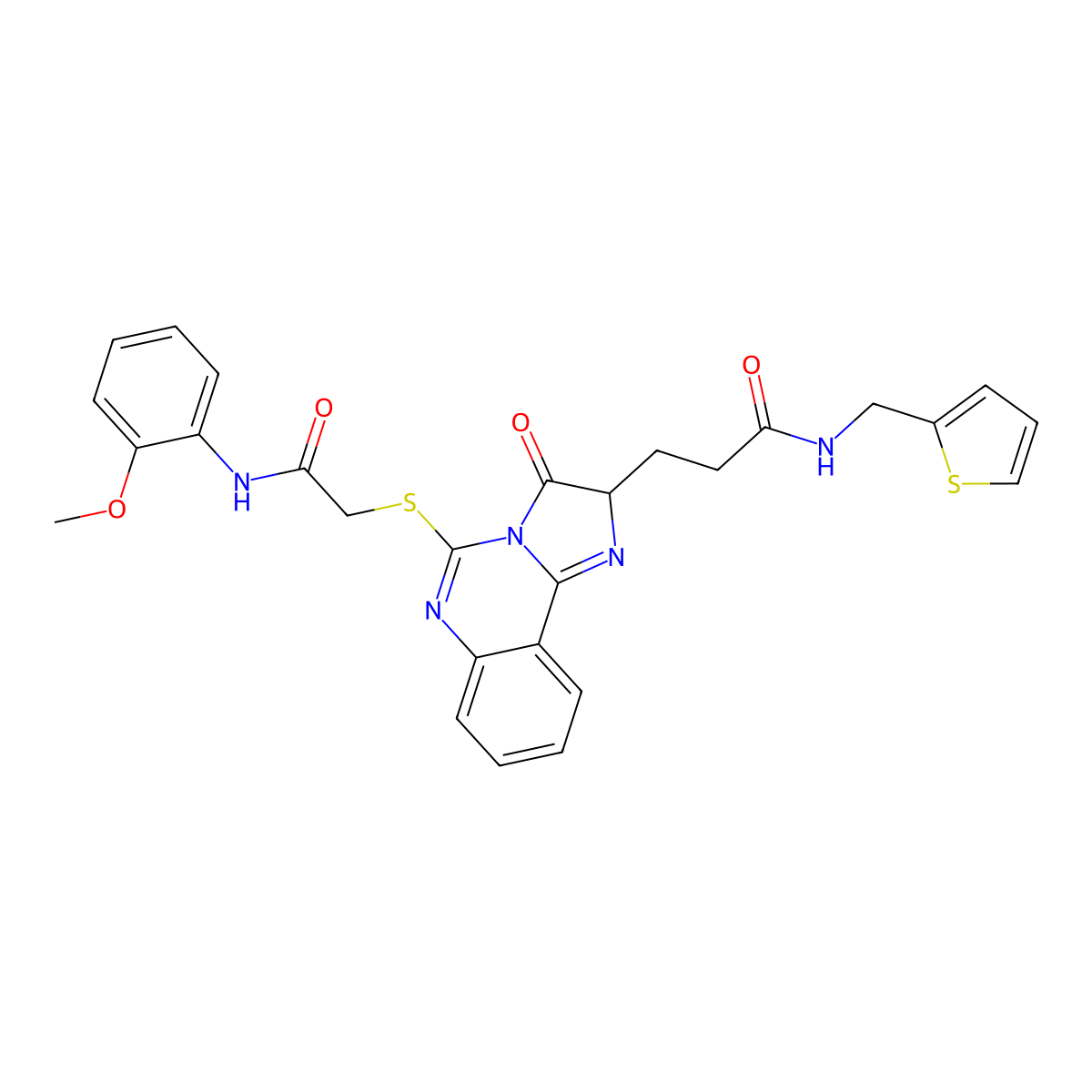 3-[5-({[(2-methoxyphenyl)carbamoyl]methyl}sulfanyl)-3-oxo-2H,3H-imidazo[1,2-c]quinazolin-2-yl]-N-[(thiophen-2-yl)methyl]propanamide molecular structure, CAS 1037168-74-3