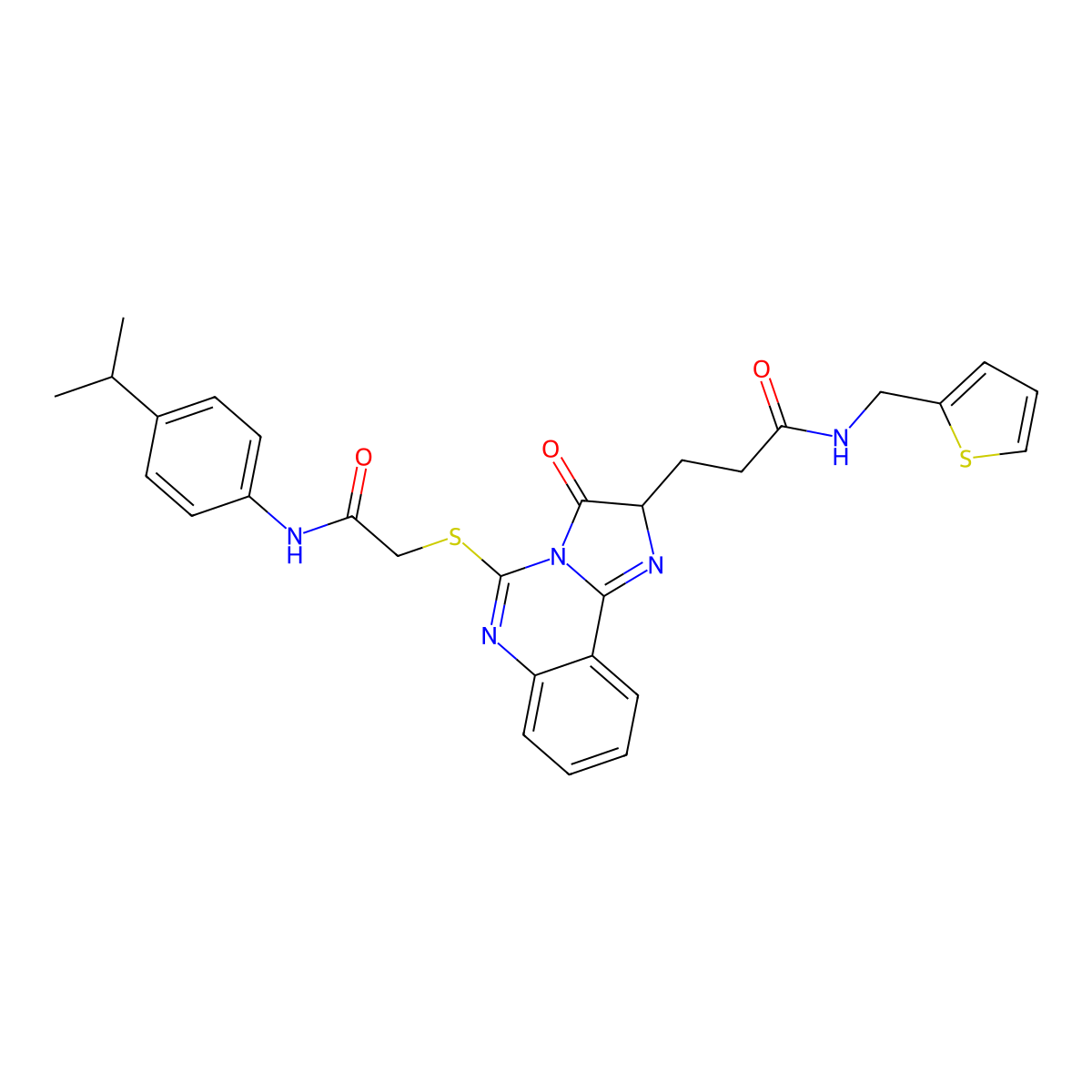 3-{3-oxo-5-[({[4-(propan-2-yl)phenyl]carbamoyl}methyl)sulfanyl]-2H,3H-imidazo[1,2-c]quinazolin-2-yl}-N-[(thiophen-2-yl)methyl]propanamide molecular structure, CAS 1037168-79-8