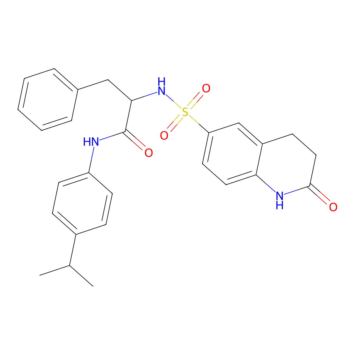 2-(2-Oxo-1,2,3,4-tetrahydroquinoline-6-sulfonamido)-3-phenyl-N-[4-(propan-2-YL)phenyl]propanamide molecular structure, CAS 1037191-59-5