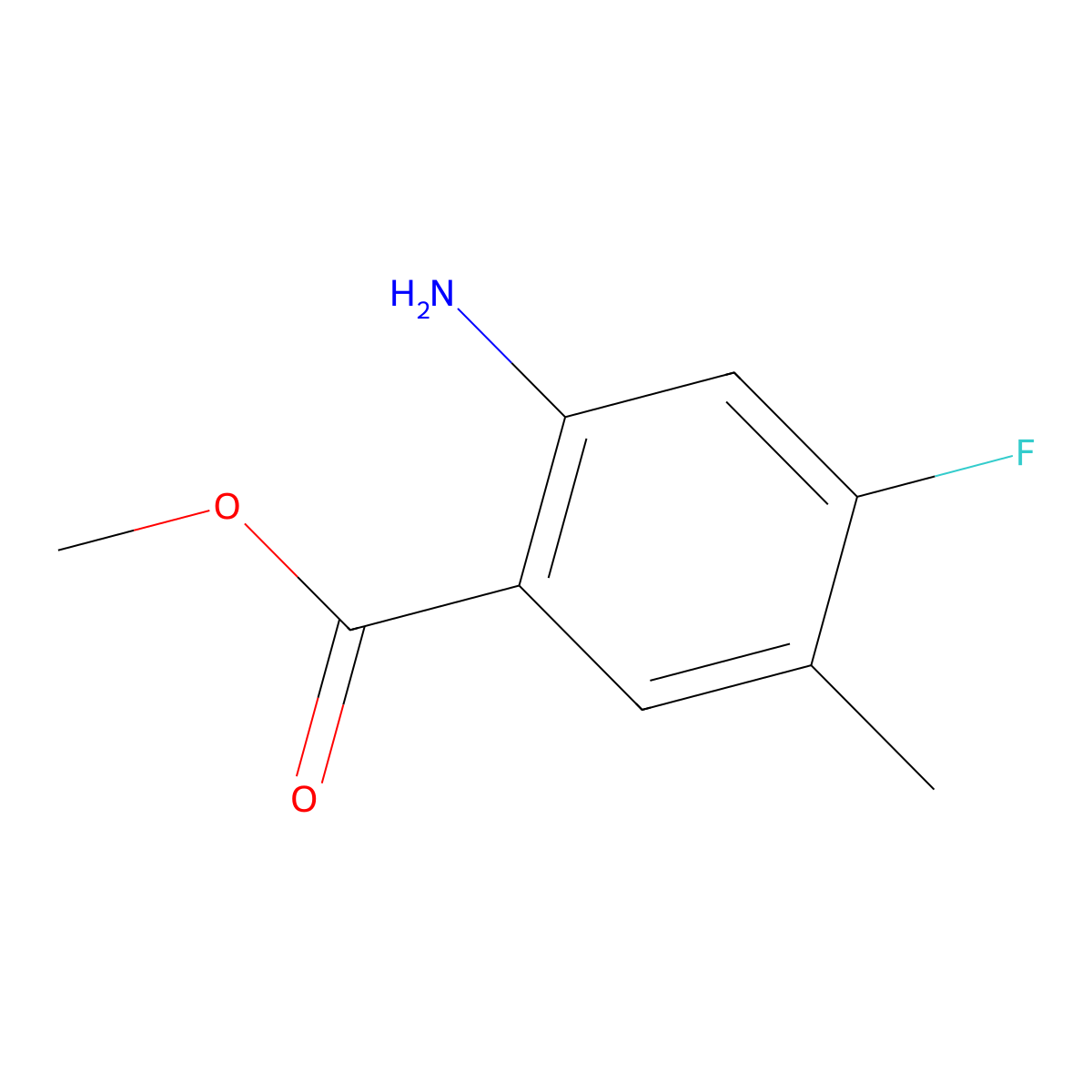 Methyl 2-amino-4-fluoro-5-methylbenzoate molecular structure, CAS 1037206-86-2