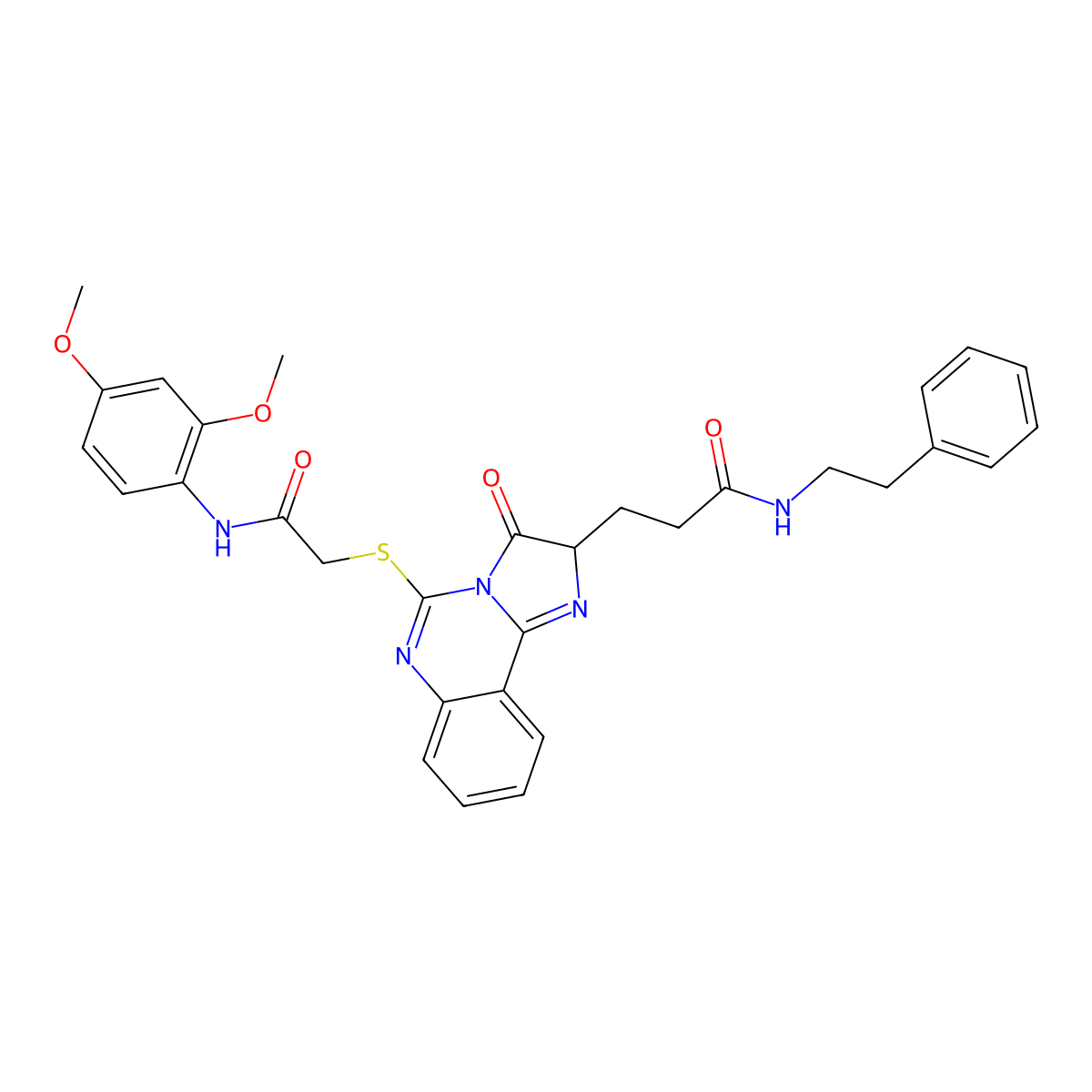 3-[5-({[(2,4-dimethoxyphenyl)carbamoyl]methyl}sulfanyl)-3-oxo-2H,3H-imidazo[1,2-c]quinazolin-2-yl]-N-(2-phenylethyl)propanamide molecular structure, CAS 1037222-69-7