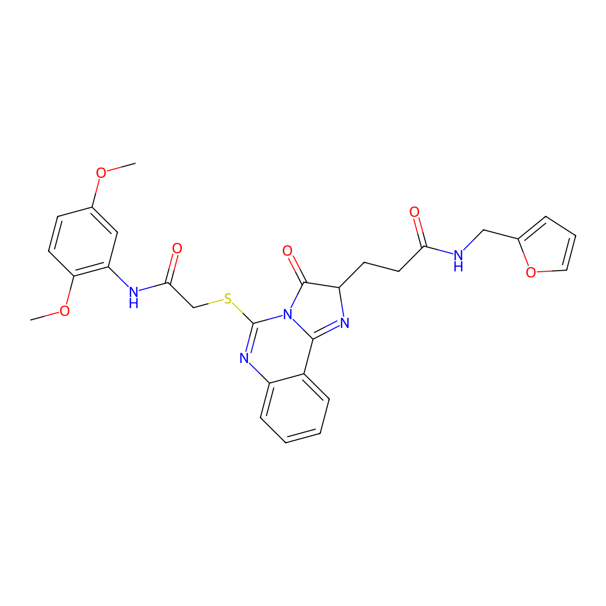 3-[5-({[(2,5-dimethoxyphenyl)carbamoyl]methyl}sulfanyl)-3-oxo-2H,3H-imidazo[1,2-c]quinazolin-2-yl]-N-[(furan-2-yl)methyl]propanamide molecular structure, CAS 1037222-77-7