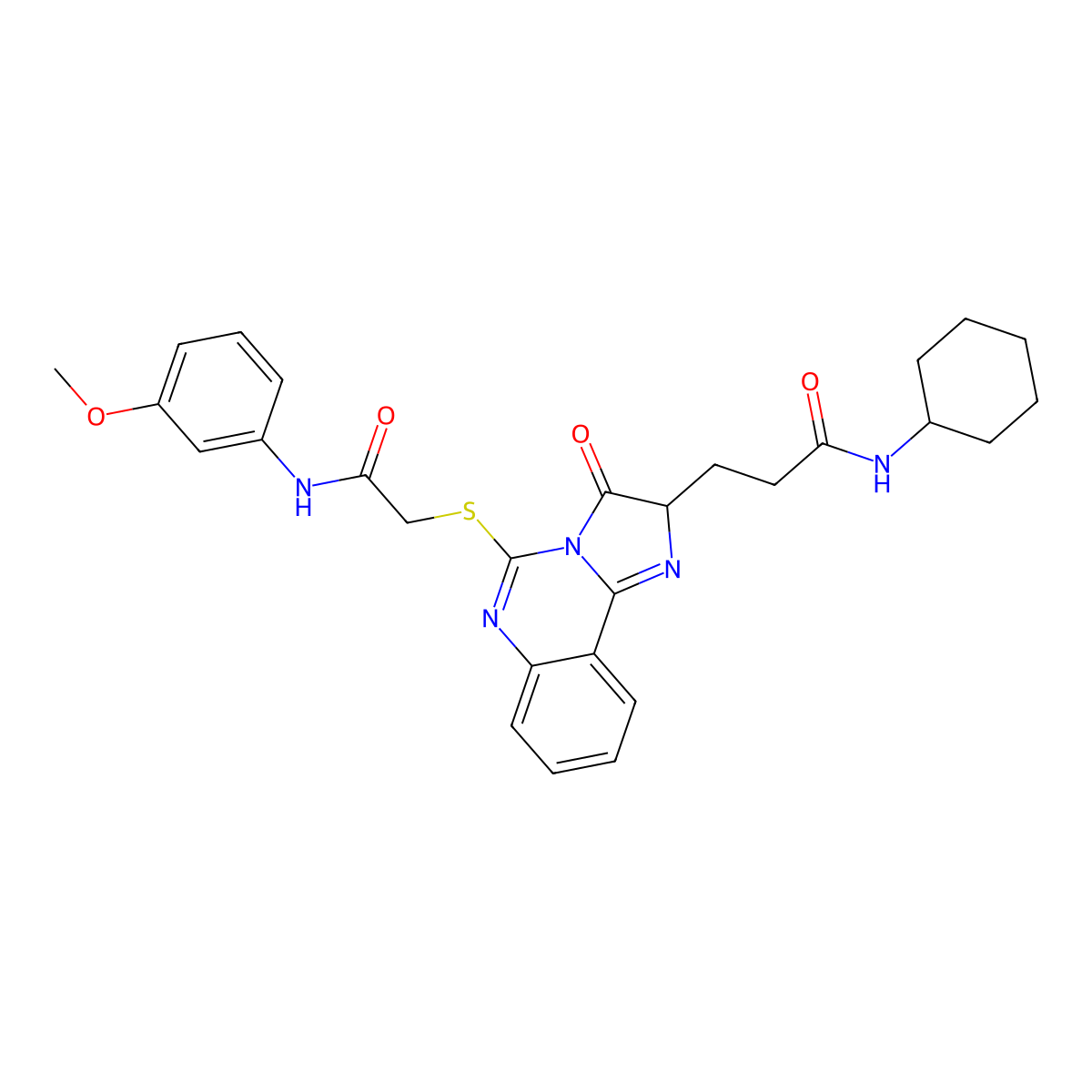 N-cyclohexyl-3-[5-({[(3-methoxyphenyl)carbamoyl]methyl}sulfanyl)-3-oxo-2H,3H-imidazo[1,2-c]quinazolin-2-yl]propanamide molecular structure, CAS 1037222-78-8