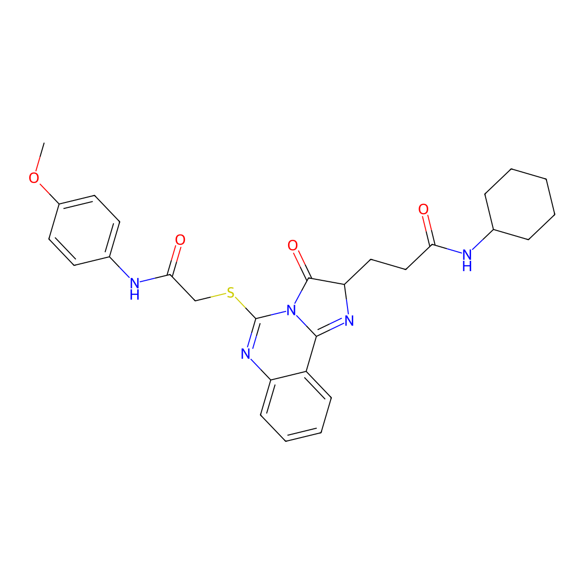 N-cyclohexyl-3-[5-({[(4-methoxyphenyl)carbamoyl]methyl}sulfanyl)-3-oxo-2H,3H-imidazo[1,2-c]quinazolin-2-yl]propanamide molecular structure, CAS 1037222-81-3