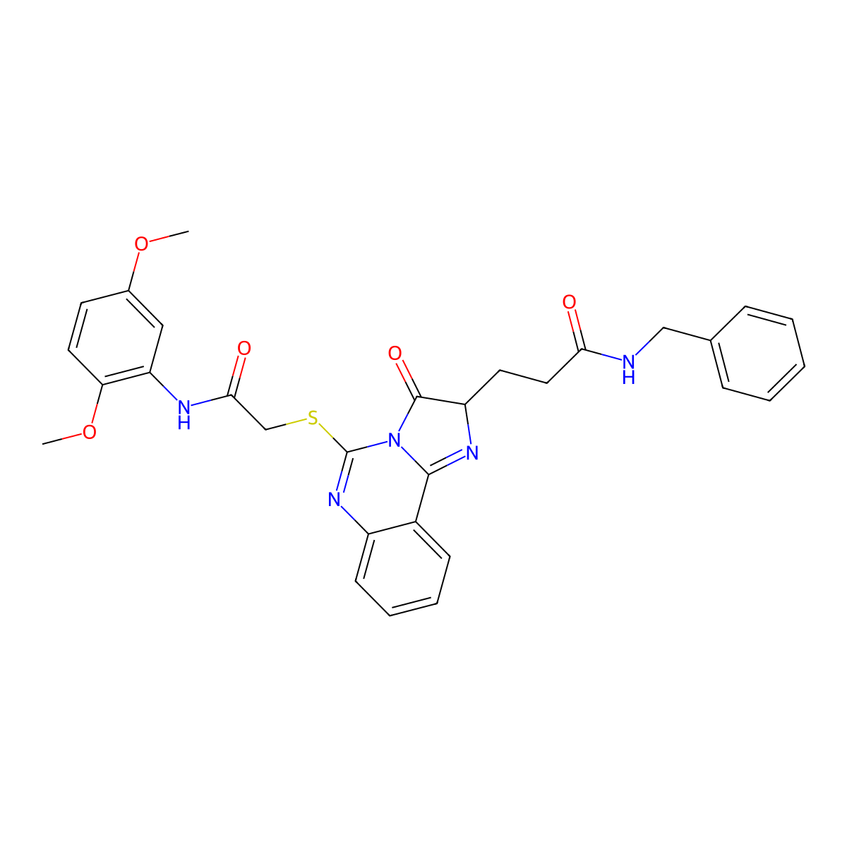 N-benzyl-3-[5-({[(2,5-dimethoxyphenyl)carbamoyl]methyl}sulfanyl)-3-oxo-2H,3H-imidazo[1,2-c]quinazolin-2-yl]propanamide molecular structure, CAS 1037222-88-0
