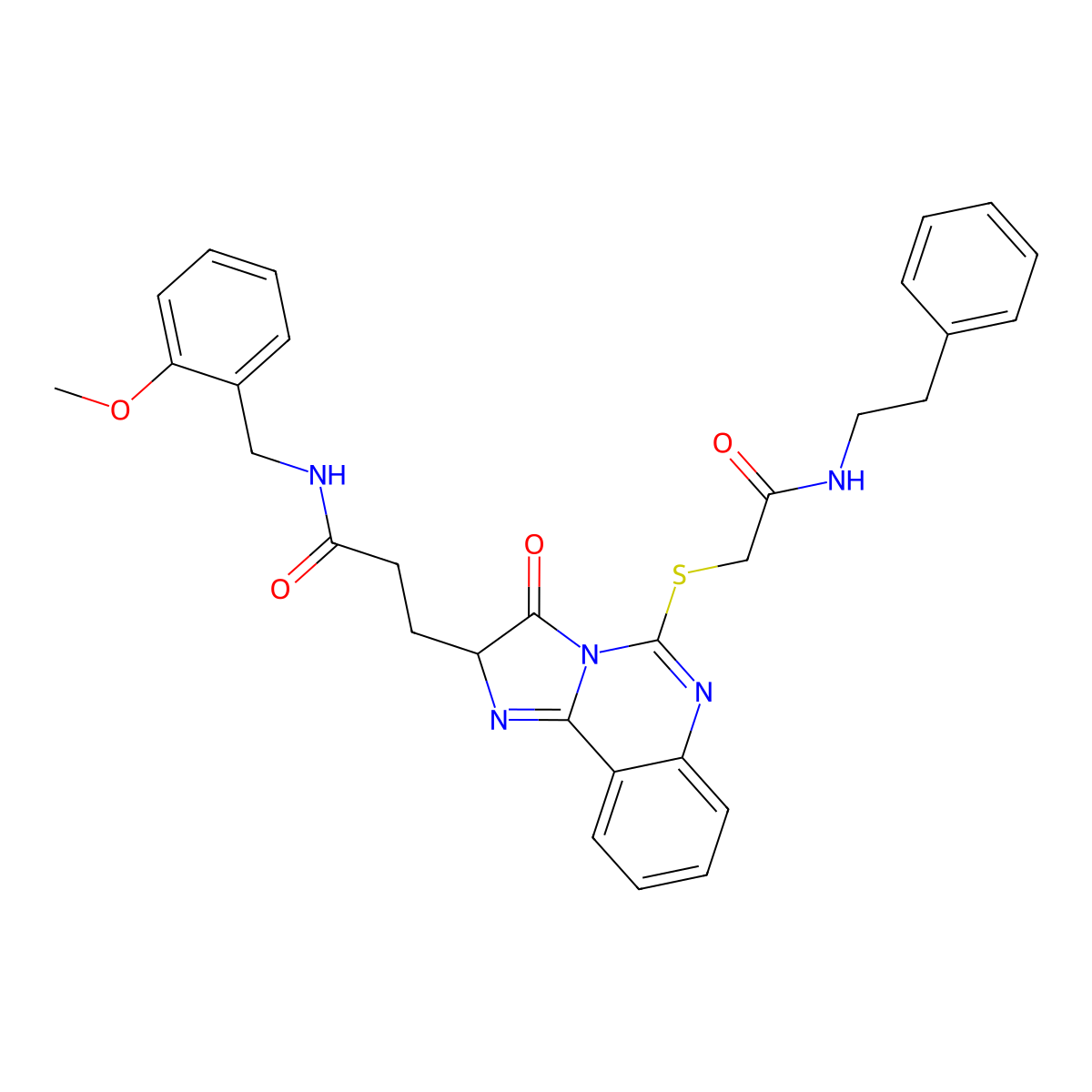 N-[(2-methoxyphenyl)methyl]-3-[3-oxo-5-({[(2-phenylethyl)carbamoyl]methyl}sulfanyl)-2H,3H-imidazo[1,2-c]quinazolin-2-yl]propanamide molecular structure, CAS 1037222-91-5