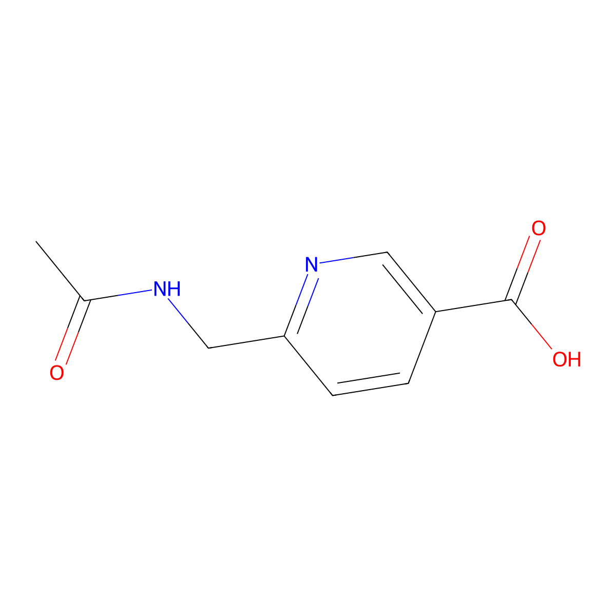 6-(Acetamidomethyl)pyridine-3-carboxylic acid molecular structure, CAS 1037237-49-2