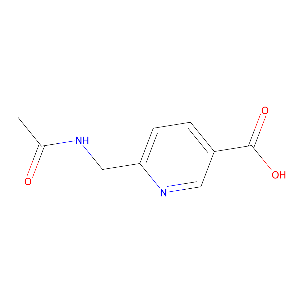 6-(Acetamidomethyl)pyridine-3-carboxylic acid molecular structure, CAS 1037237-49-2