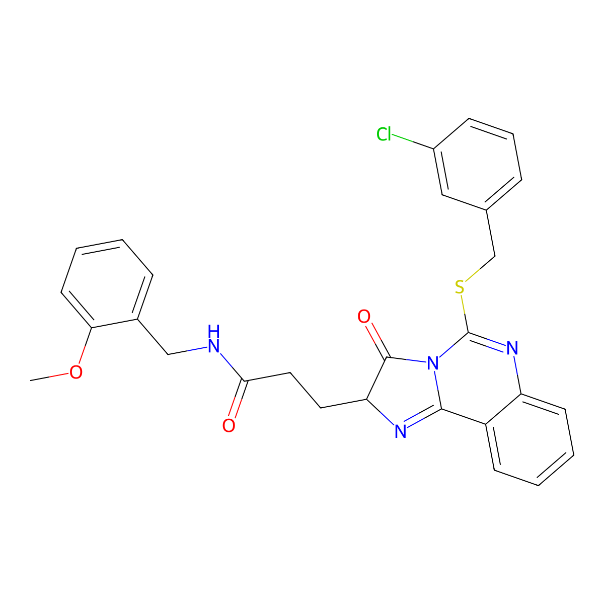 3-(5-{[(3-chlorophenyl)methyl]sulfanyl}-3-oxo-2H,3H-imidazo[1,2-c]quinazolin-2-yl)-N-[(2-methoxyphenyl)methyl]propanamide molecular structure, CAS 1037289-04-5
