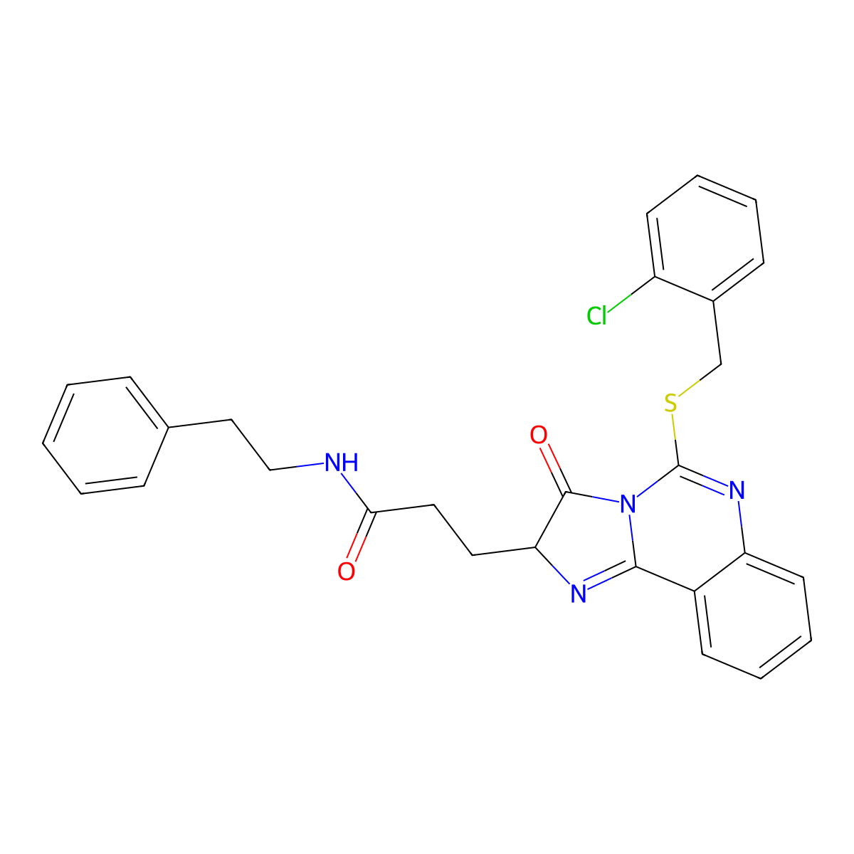 3-(5-{[(2-chlorophenyl)methyl]sulfanyl}-3-oxo-2H,3H-imidazo[1,2-c]quinazolin-2-yl)-N-(2-phenylethyl)propanamide molecular structure, CAS 1037289-05-6