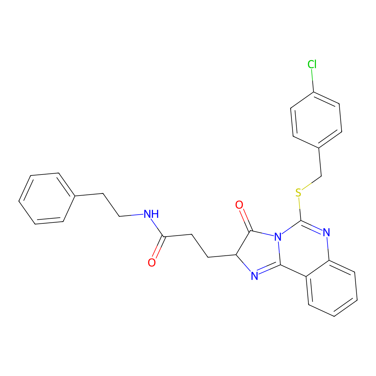 3-(5-{[(4-chlorophenyl)methyl]sulfanyl}-3-oxo-2H,3H-imidazo[1,2-c]quinazolin-2-yl)-N-(2-phenylethyl)propanamide molecular structure, CAS 1037289-06-7