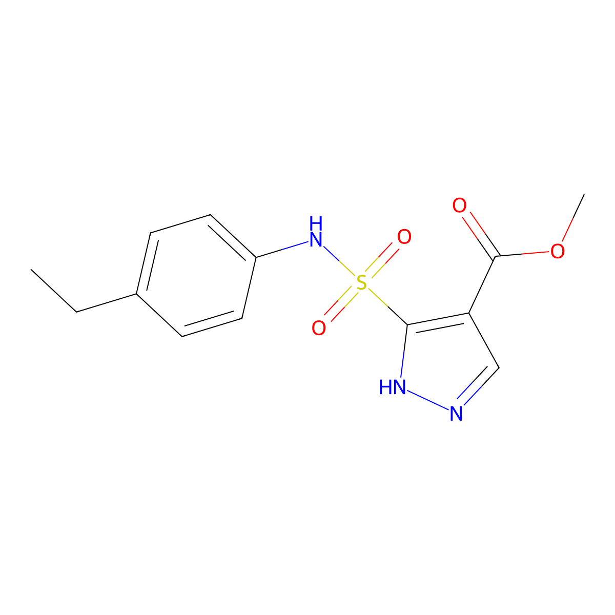 Methyl 5-(N-(4-ethylphenyl)sulfamoyl)-1H-pyrazole-4-carboxylate molecular structure, CAS 1037289-09-0