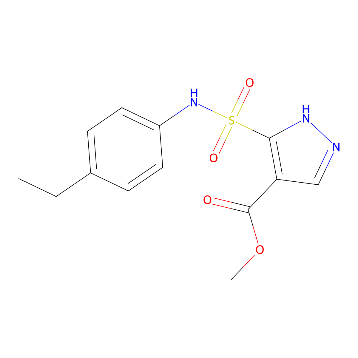 Methyl 5-(N-(4-ethylphenyl)sulfamoyl)-1H-pyrazole-4-carboxylate molecular structure, CAS 1037289-09-0