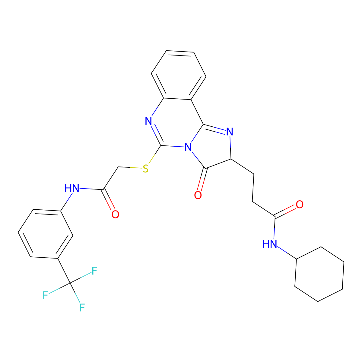 N-cyclohexyl-3-{3-oxo-5-[({[3-(trifluoromethyl)phenyl]carbamoyl}methyl)sulfanyl]-2H,3H-imidazo[1,2-c]quinazolin-2-yl}propanamide molecular structure, CAS 1037293-38-1