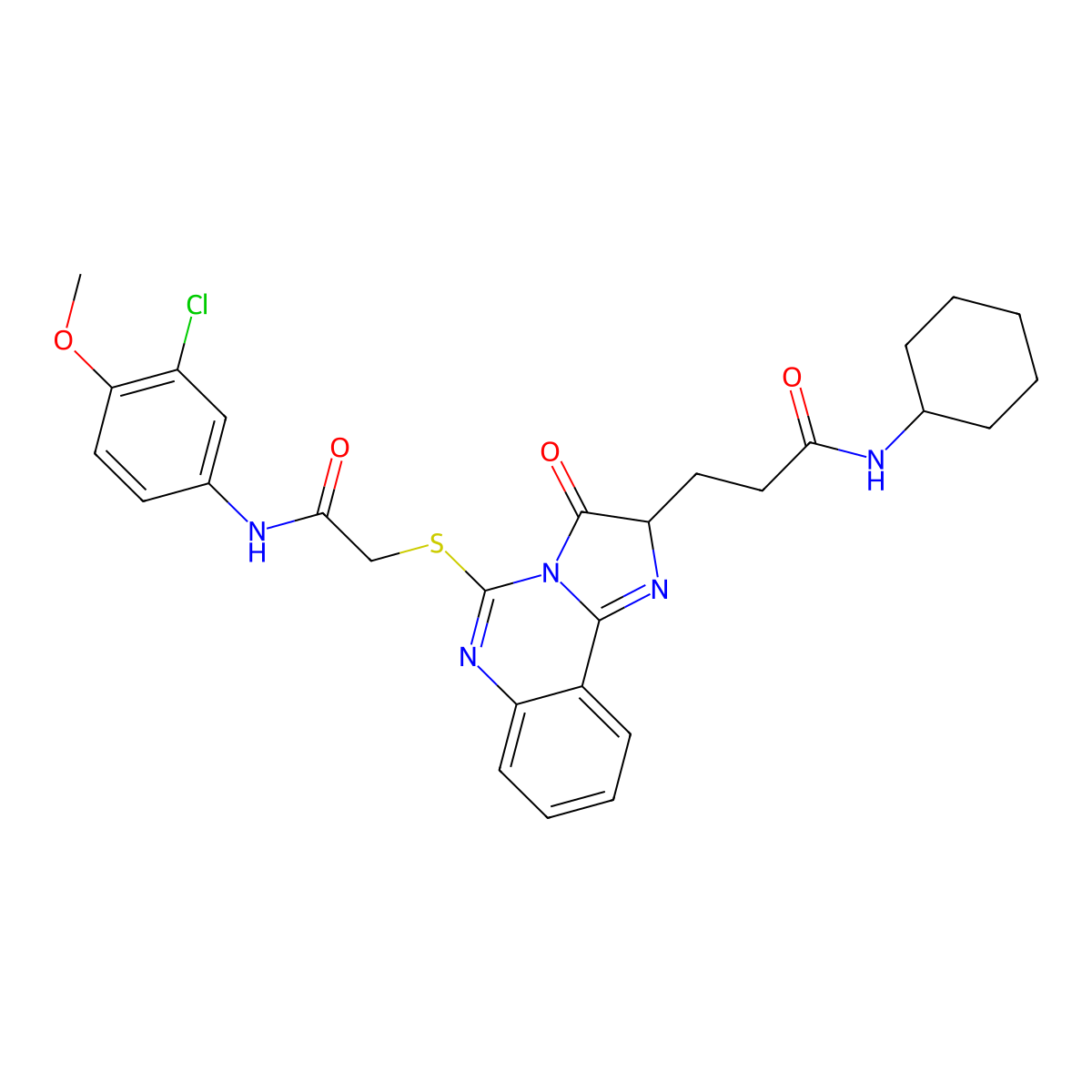 3-[5-({[(3-chloro-4-methoxyphenyl)carbamoyl]methyl}sulfanyl)-3-oxo-2H,3H-imidazo[1,2-c]quinazolin-2-yl]-N-cyclohexylpropanamide molecular structure, CAS 1037293-39-2