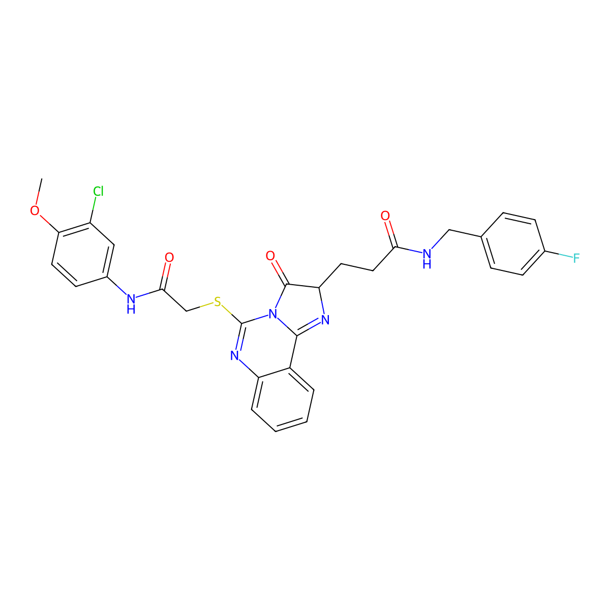3-[5-({[(3-chloro-4-methoxyphenyl)carbamoyl]methyl}sulfanyl)-3-oxo-2H,3H-imidazo[1,2-c]quinazolin-2-yl]-N-[(4-fluorophenyl)methyl]propanamide molecular structure, CAS 1037293-43-8