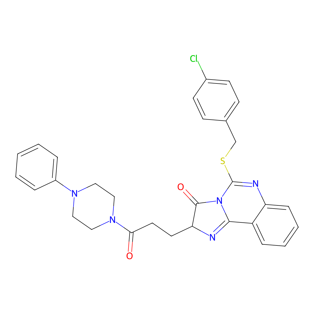 5-{[(4-chlorophenyl)methyl]sulfanyl}-2-[3-oxo-3-(4-phenylpiperazin-1-yl)propyl]-2H,3H-imidazo[1,2-c]quinazolin-3-one molecular structure, CAS 1037293-48-3