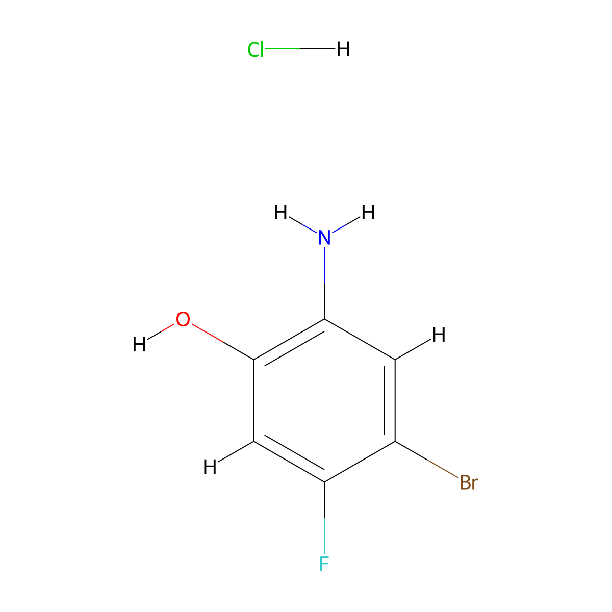 5-Bromo-4-fluoro-2-hydroxyaniline hydrochloride molecular structure, CAS 1037298-12-6