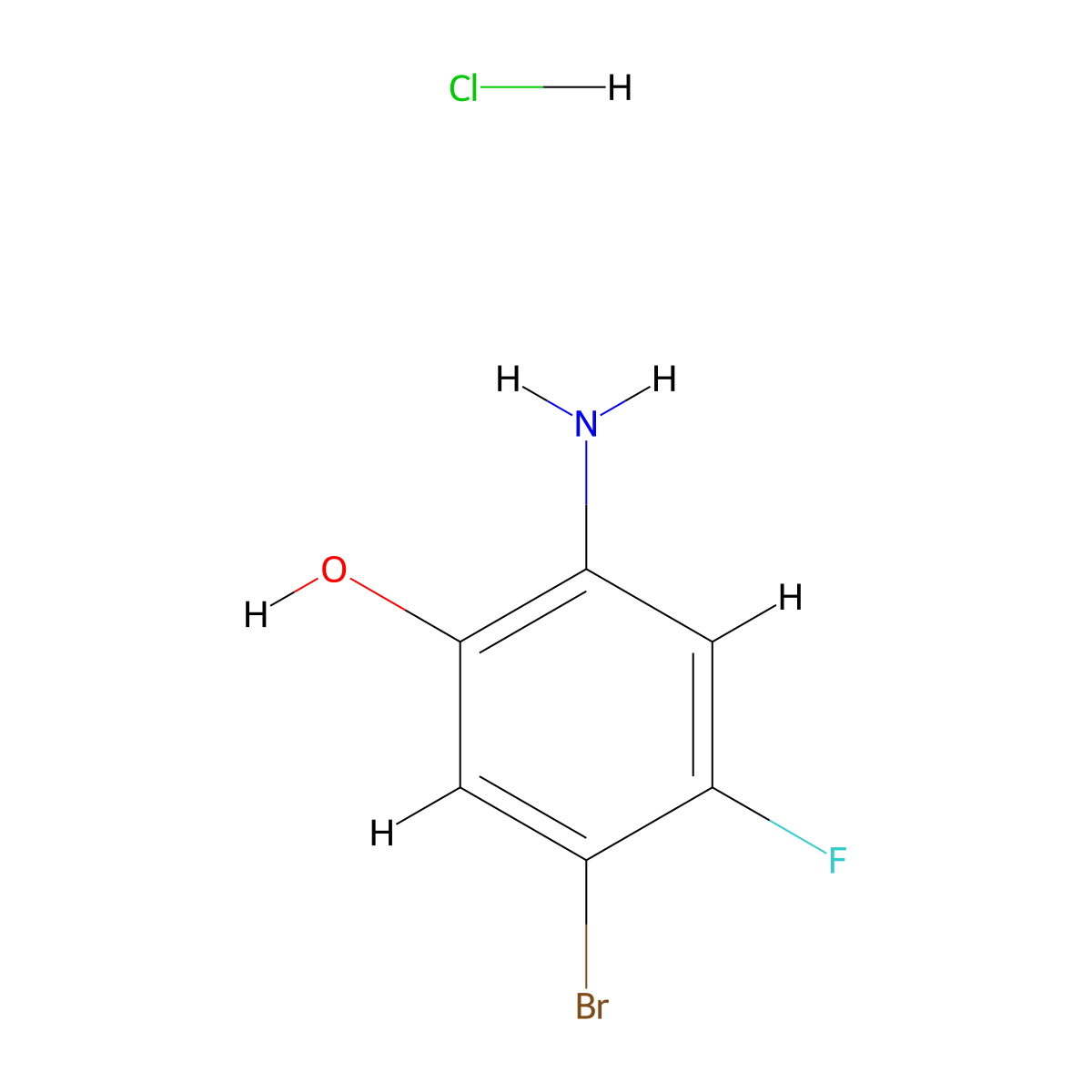 Phenol, 2-amino-5-bromo-4-fluoro-, hydrochloride (1:1) molecular structure, CAS 1037298-19-3