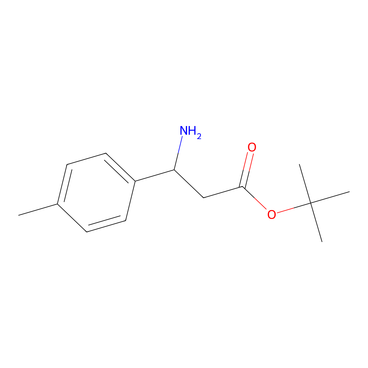 tert-butyl (3S)-3-amino-3-(4-methylphenyl)propanoate molecular structure, CAS 1037303-02-8